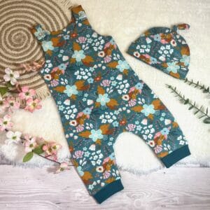 Floral Dungarees Baby Set